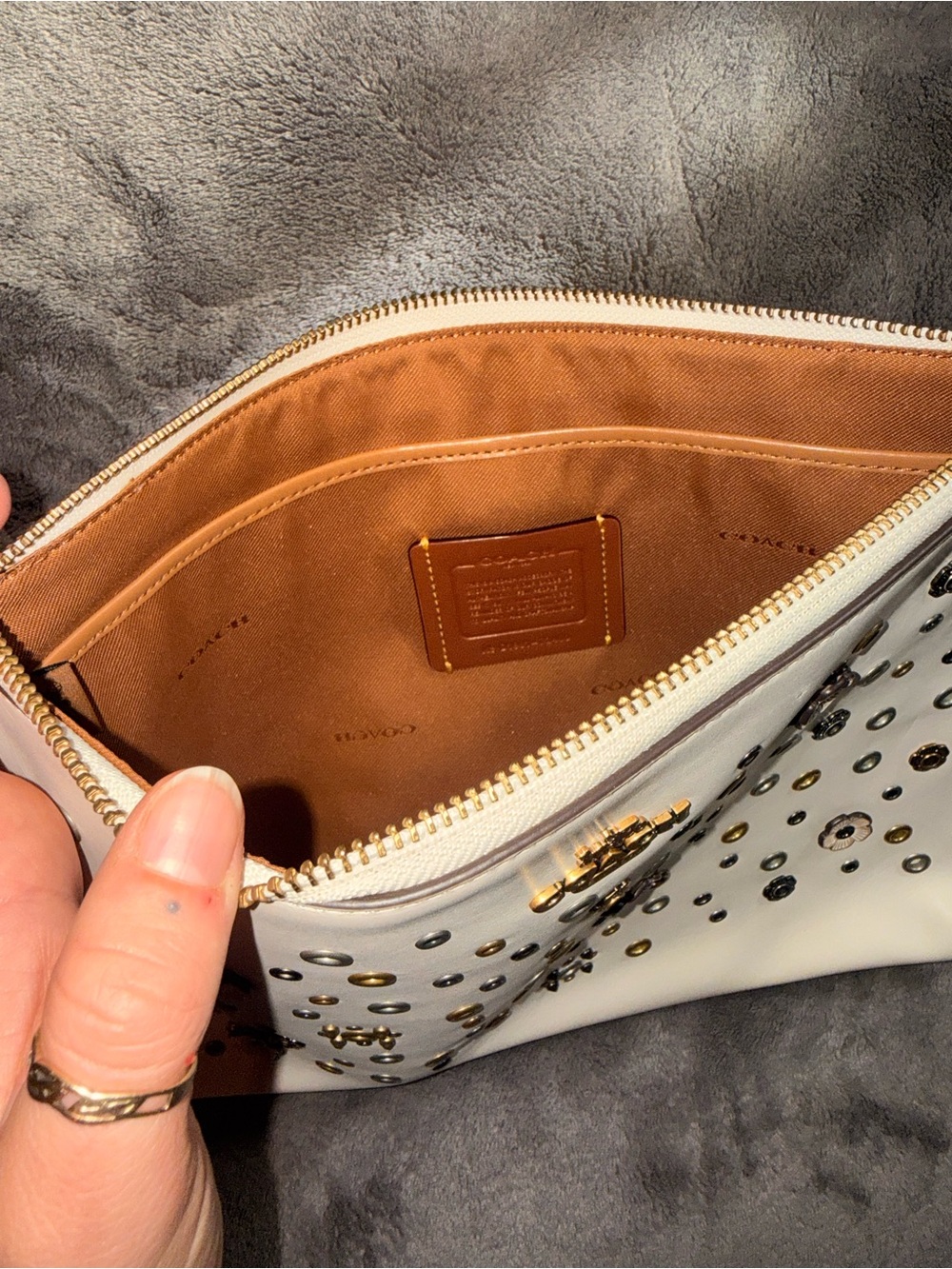 Coach Large Charlie Pouch With Scattered Rivets - Picture 3 of 3